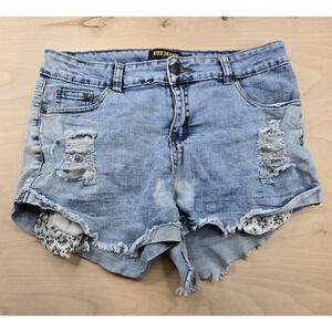 Buzz Jeans Women’s Blue Frayed Disressed Shorts Size XL Extra Large